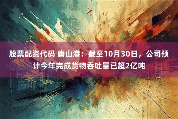 股票配资代码 唐山港：截至10月30日，公司预计今年完成货物吞吐量已超2亿吨